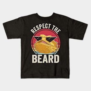 Respect The Beard Funny Bearded Dragon Kids T-Shirt
